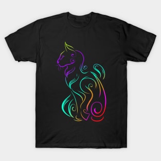 Colored Ornamental Cat In Asian Style On Purrsday T-Shirt